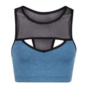 Lorna Jane Mishka Sports Bra High Neck Blue Stretch Workout Run Size XS Women's